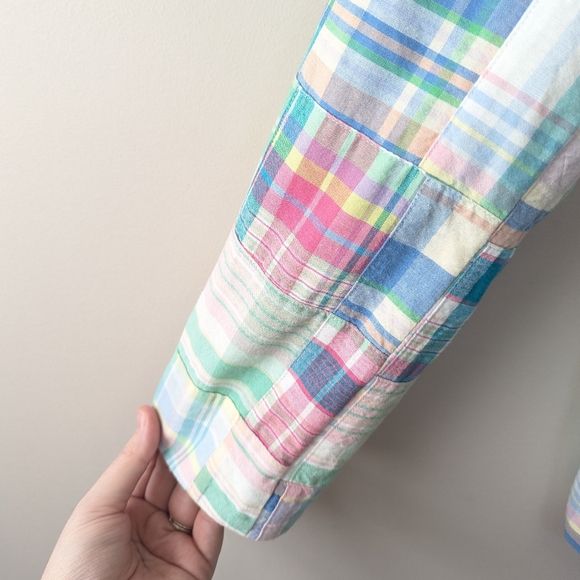 Vintage Ralph Lauren Madras Plaid Pastel Patchwork Blazer - Picture 4 of 13